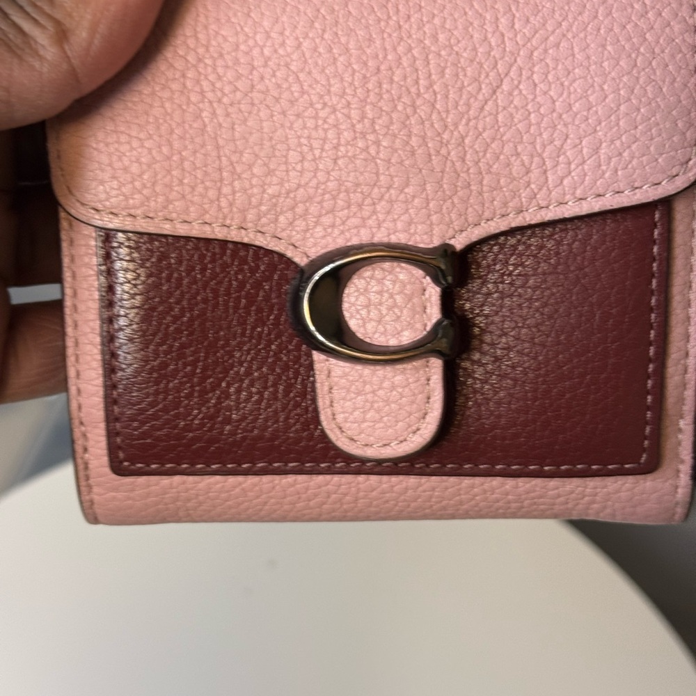 Coach Colorblock Tabby Medium Wallet – Pink & Burgundy Leather - Picture 12 of 13